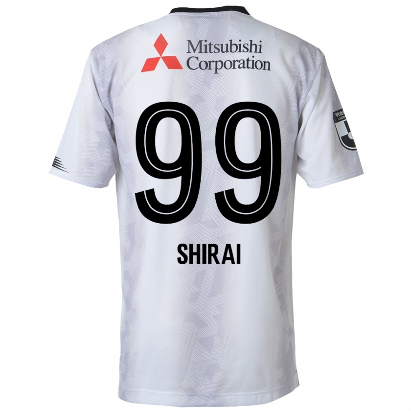 Kandiny Hombre Camiseta Kosuke Shirai #99 Blanco Negro 2ª Equipación 2024/25 La Camisa Chile