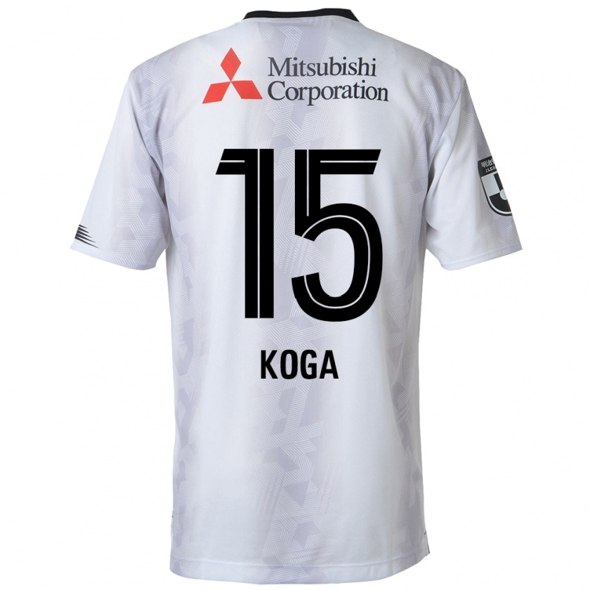 Kandiny Hombre Camiseta Shun Koga #15 Blanco Negro 2ª Equipación 2024/25 La Camisa Chile