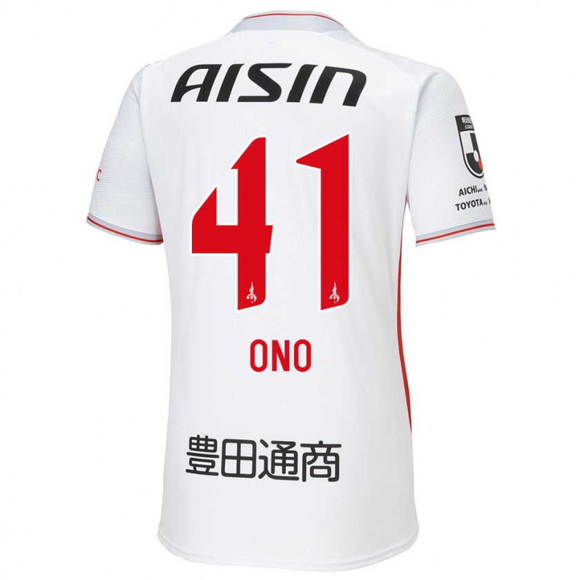 Kandiny Hombre Camiseta Masahito Ono #41 Blanco Amarillo Rojo 2ª Equipación 2024/25 La Camisa Chile