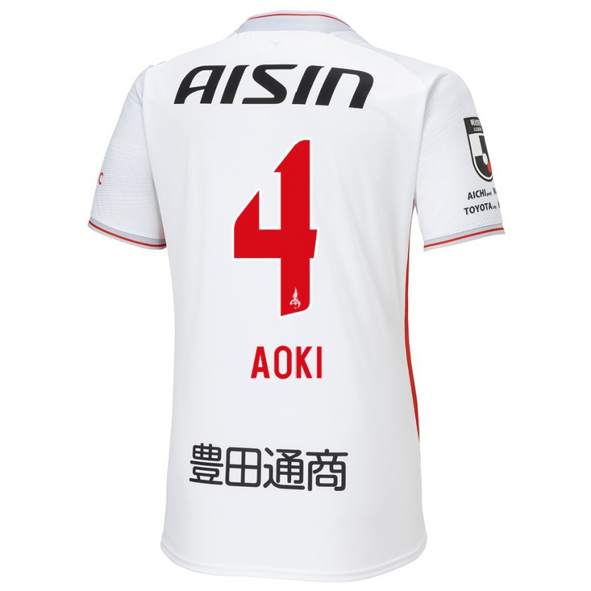 Kandiny Hombre Camiseta Masamune Aoki #4 Blanco Amarillo Rojo 2ª Equipación 2024/25 La Camisa Chile