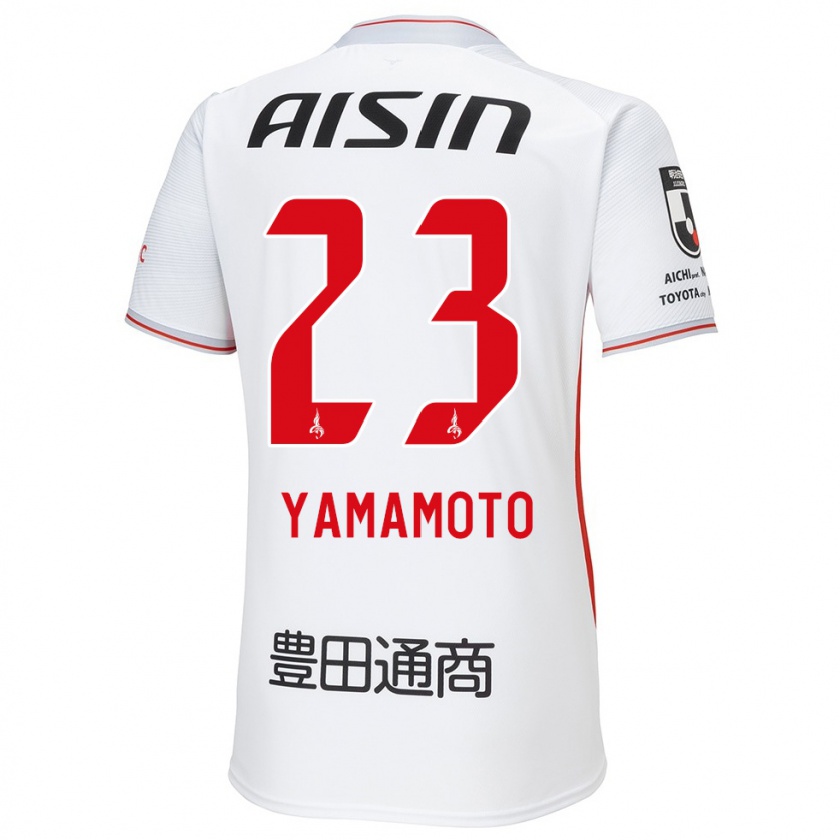 Kandiny Hombre Camiseta Haruki Yamamoto #23 Blanco Amarillo Rojo 2ª Equipación 2024/25 La Camisa Chile