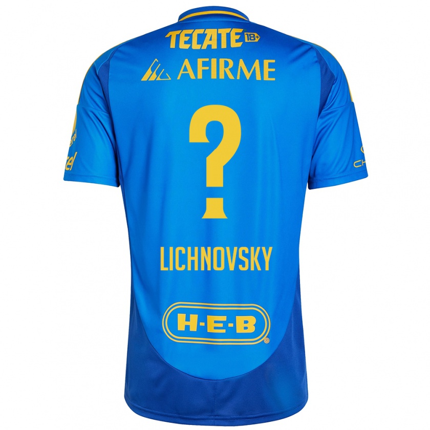 Kandiny Hombre Camiseta Igor Lichnovsky #0 Azul Amarillo 2ª Equipación 2024/25 La Camisa Chile