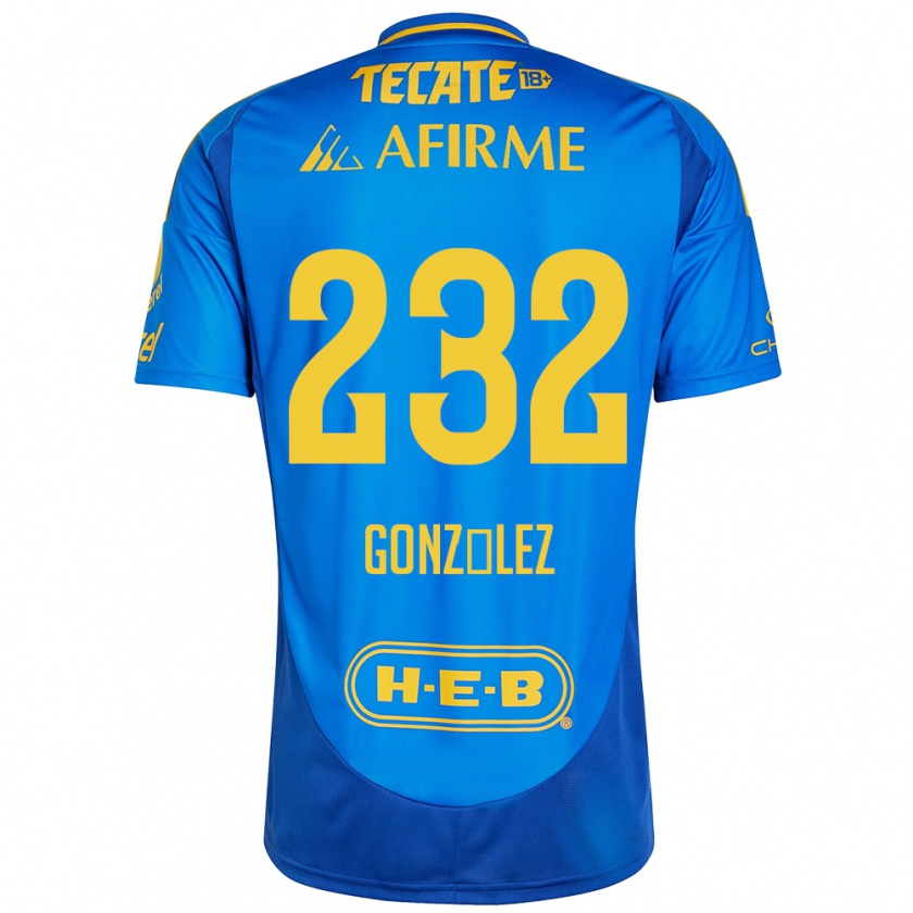 Kandiny Hombre Camiseta César González #232 Azul Amarillo 2ª Equipación 2024/25 La Camisa Chile