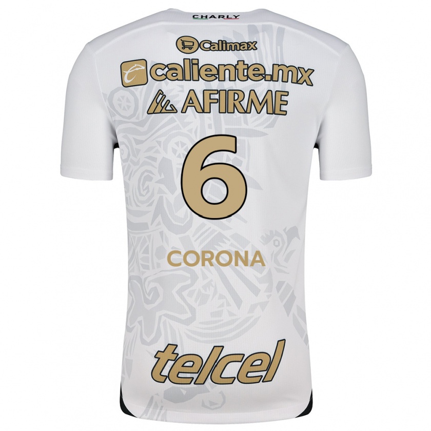 Kandiny Hombre Camiseta Joe Corona #6 Blanco Negro 2ª Equipación 2024/25 La Camisa Chile