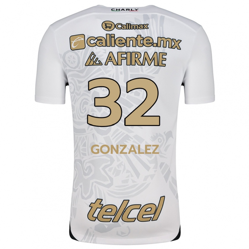 Kandiny Hombre Camiseta Carlos González #32 Blanco Negro 2ª Equipación 2024/25 La Camisa Chile