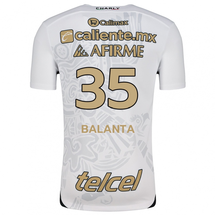 Kandiny Hombre Camiseta Kevin Balanta #35 Blanco Negro 2ª Equipación 2024/25 La Camisa Chile