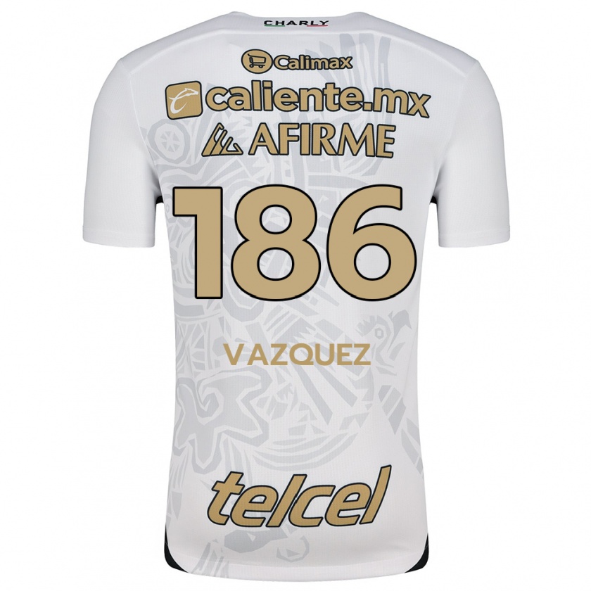 Kandiny Hombre Camiseta Octavio Vázquez #186 Blanco Negro 2ª Equipación 2024/25 La Camisa Chile