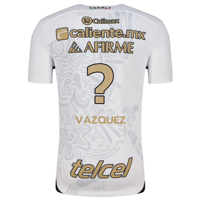 Kandiny Hombre Camiseta Aldair Vázquez #0 Blanco Negro 2ª Equipación 2024/25 La Camisa Chile