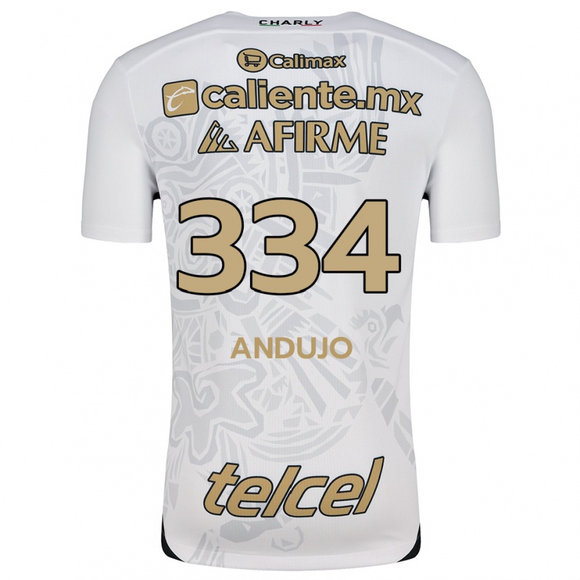 Kandiny Hombre Camiseta Favio Andujo #334 Blanco Negro 2ª Equipación 2024/25 La Camisa Chile