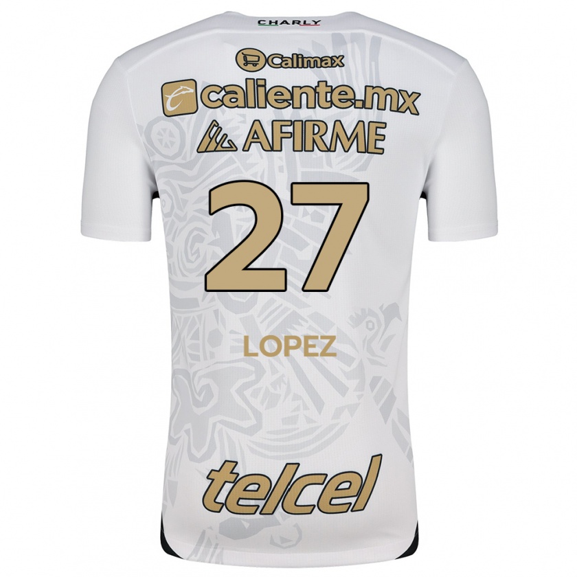 Kandiny Hombre Camiseta Victoria López #27 Blanco Negro 2ª Equipación 2024/25 La Camisa Chile