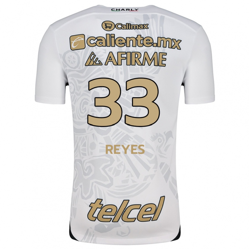 Kandiny Hombre Camiseta Jazmín Reyes #33 Blanco Negro 2ª Equipación 2024/25 La Camisa Chile