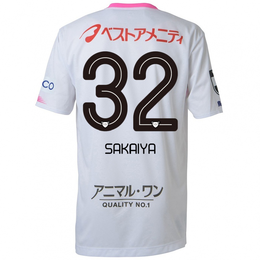 Kandiny Hombre Camiseta Keisuke Sakaiya #32 Blanco Azul Rosa 2ª Equipación 2024/25 La Camisa Chile