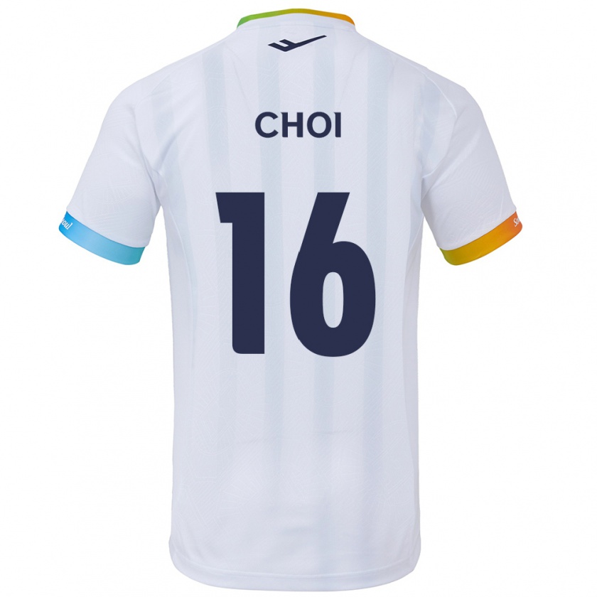 Kandiny Hombre Camiseta Jun Choi #16 Blanco Azul 2ª Equipación 2024/25 La Camisa Chile