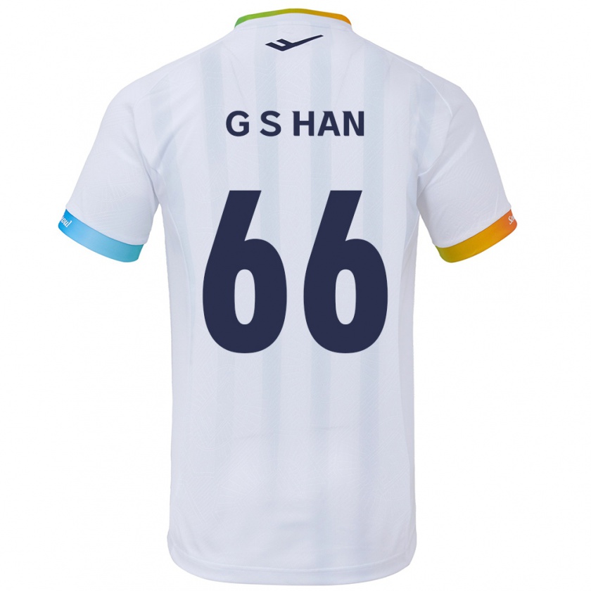 Kandiny Hombre Camiseta Seung-Gyu Han #66 Blanco Azul 2ª Equipación 2024/25 La Camisa Chile