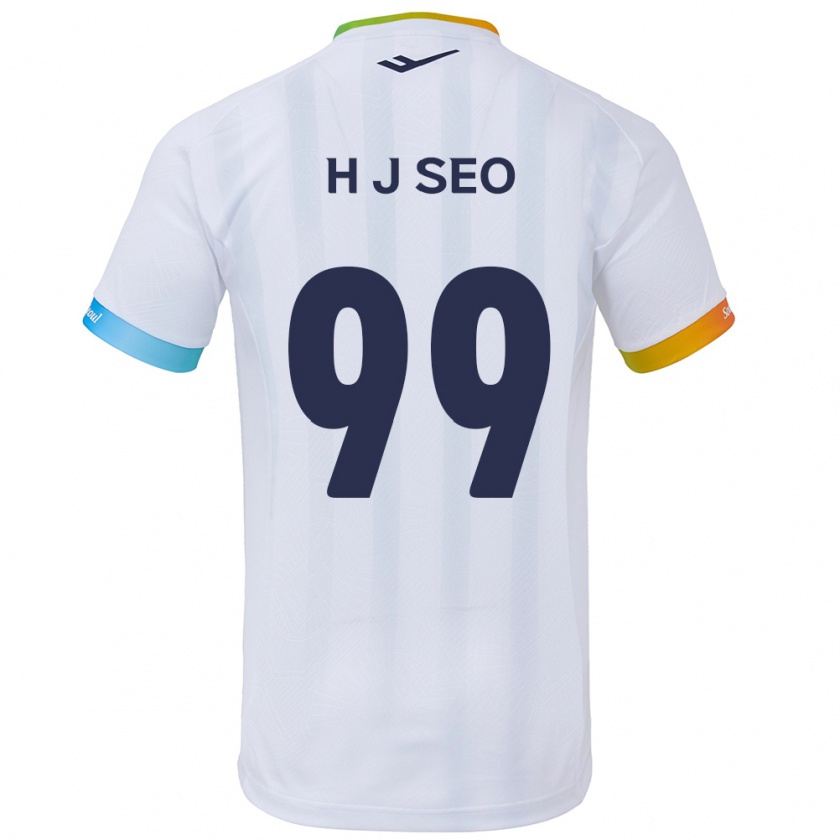 Kandiny Hombre Camiseta Ju-Hwan Seo #99 Blanco Azul 2ª Equipación 2024/25 La Camisa Chile