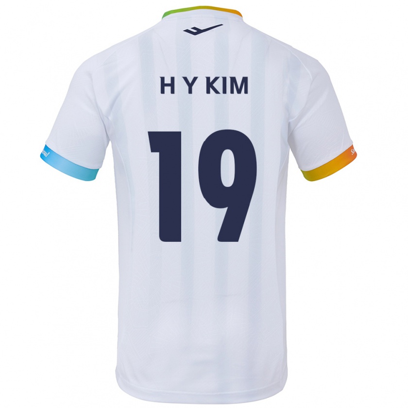 Kandiny Hombre Camiseta Yong-Hyuk Kim #19 Blanco Azul 2ª Equipación 2024/25 La Camisa Chile