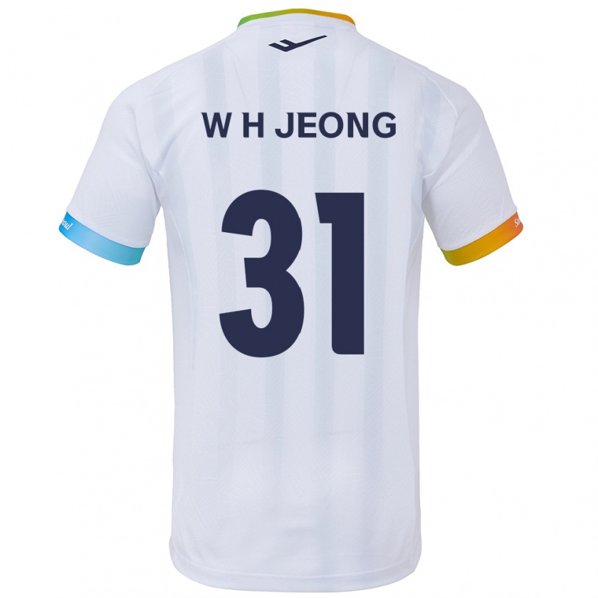 Kandiny Hombre Camiseta Hyun-Woong Jeong #31 Blanco Azul 2ª Equipación 2024/25 La Camisa Chile