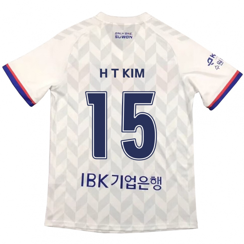 Kandiny Hombre Camiseta Tae-Han Kim #15 Blanco Azul 2ª Equipación 2024/25 La Camisa Chile