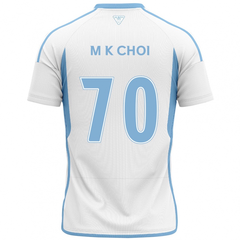 Kandiny Hombre Camiseta Kang-Min Choi #70 Blanco Azul 2ª Equipación 2024/25 La Camisa Chile