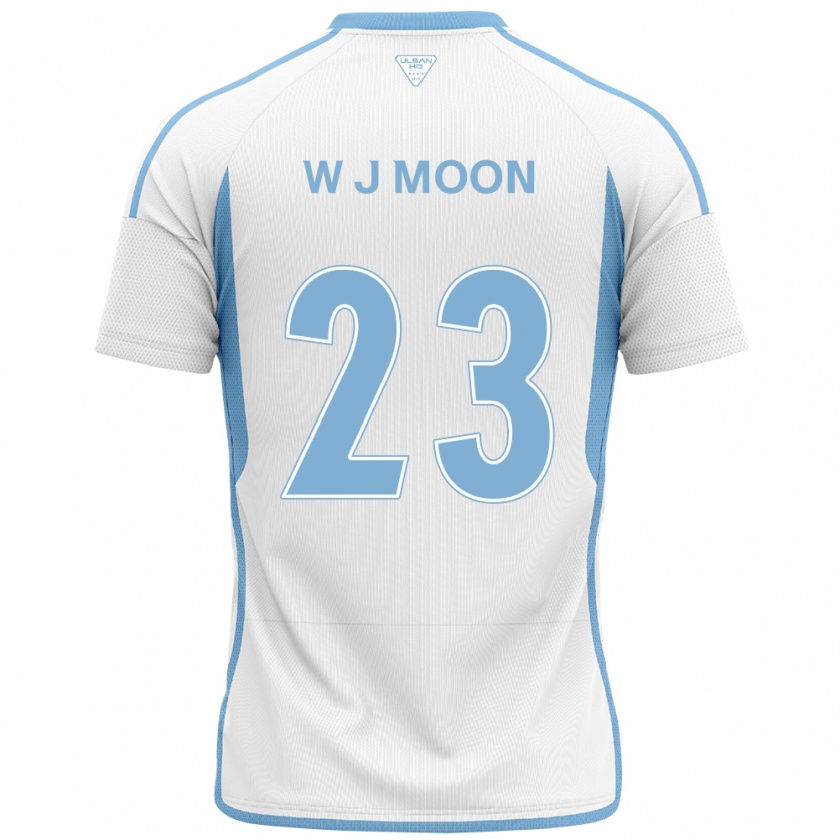 Kandiny Hombre Camiseta Ji-Won Moon #23 Blanco Azul 2ª Equipación 2024/25 La Camisa Chile