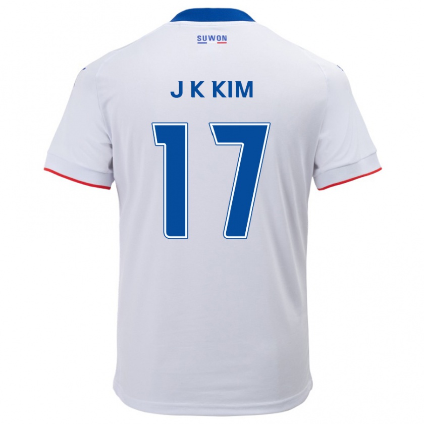 Kandiny Hombre Camiseta Kyeong-Jung Kim #17 Blanco Azul 2ª Equipación 2024/25 La Camisa Chile