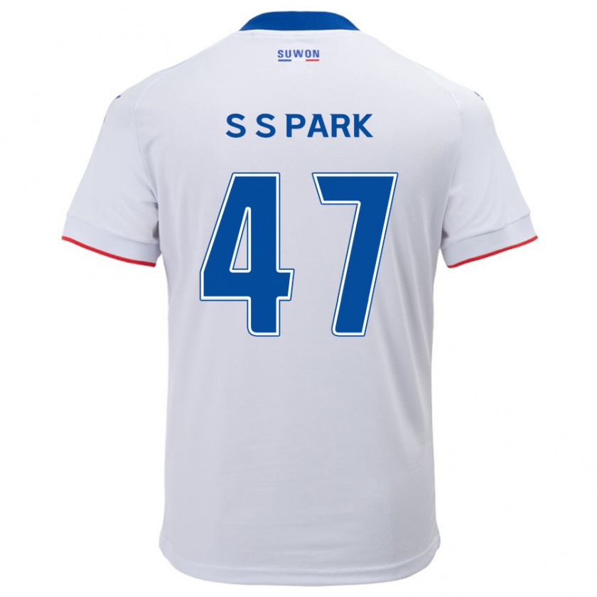 Kandiny Hombre Camiseta Seung-Soo Park #47 Blanco Azul 2ª Equipación 2024/25 La Camisa Chile