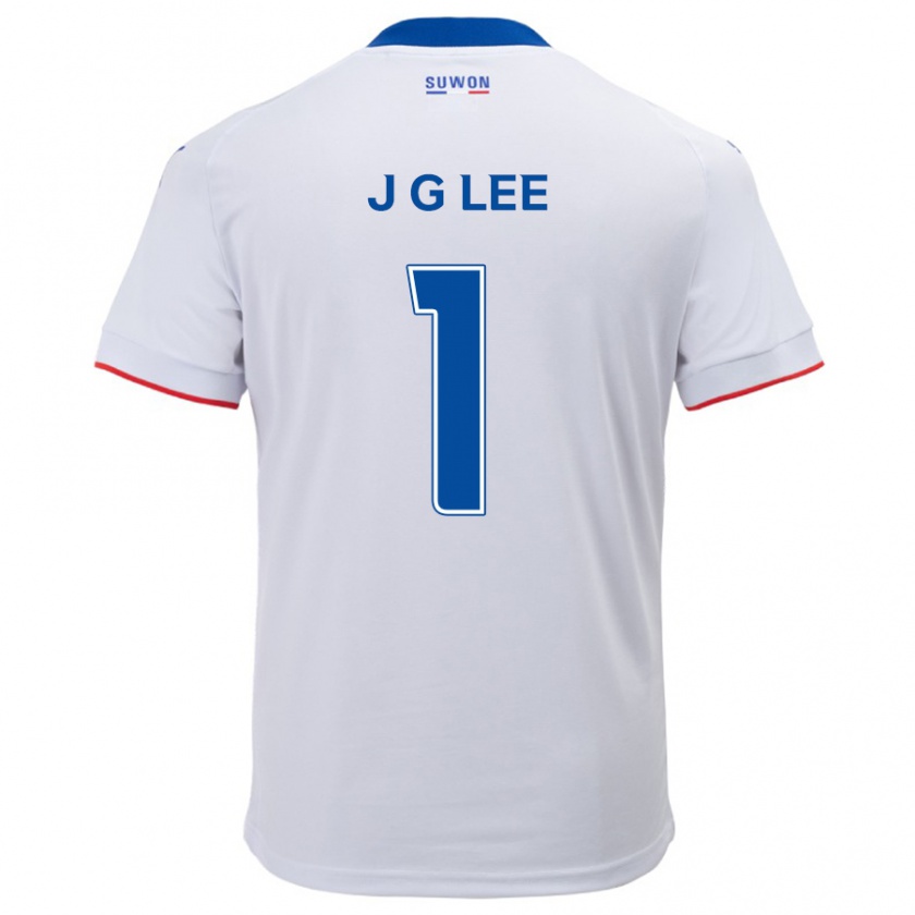 Kandiny Hombre Camiseta Gyeong-Jun Lee #1 Blanco Azul 2ª Equipación 2024/25 La Camisa Chile