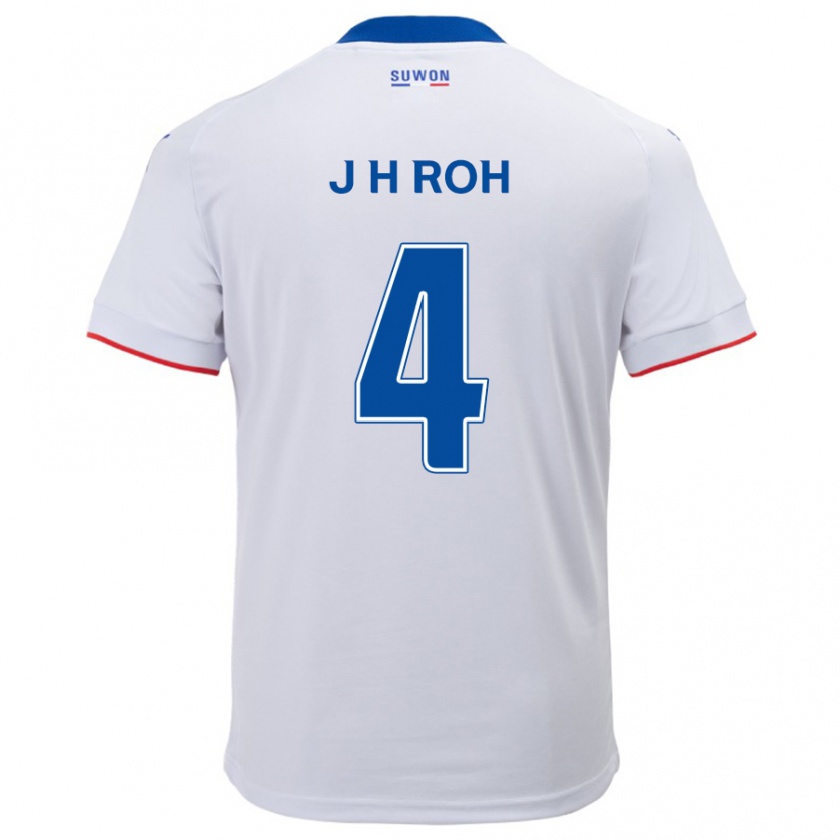 Kandiny Hombre Camiseta Hyun-Jun Roh #4 Blanco Azul 2ª Equipación 2024/25 La Camisa Chile