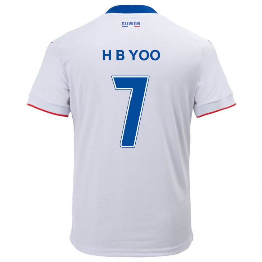 Kandiny Hombre Camiseta Byung-Heon Yoo #7 Blanco Azul 2ª Equipación 2024/25 La Camisa Chile