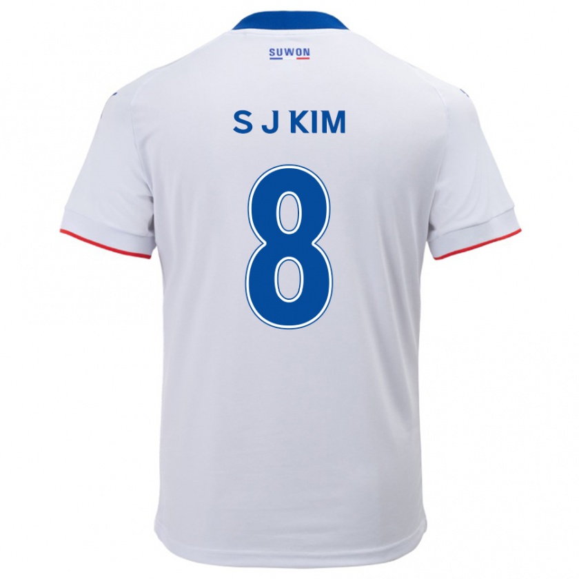 Kandiny Hombre Camiseta Ji-Sung Kim #8 Blanco Azul 2ª Equipación 2024/25 La Camisa Chile