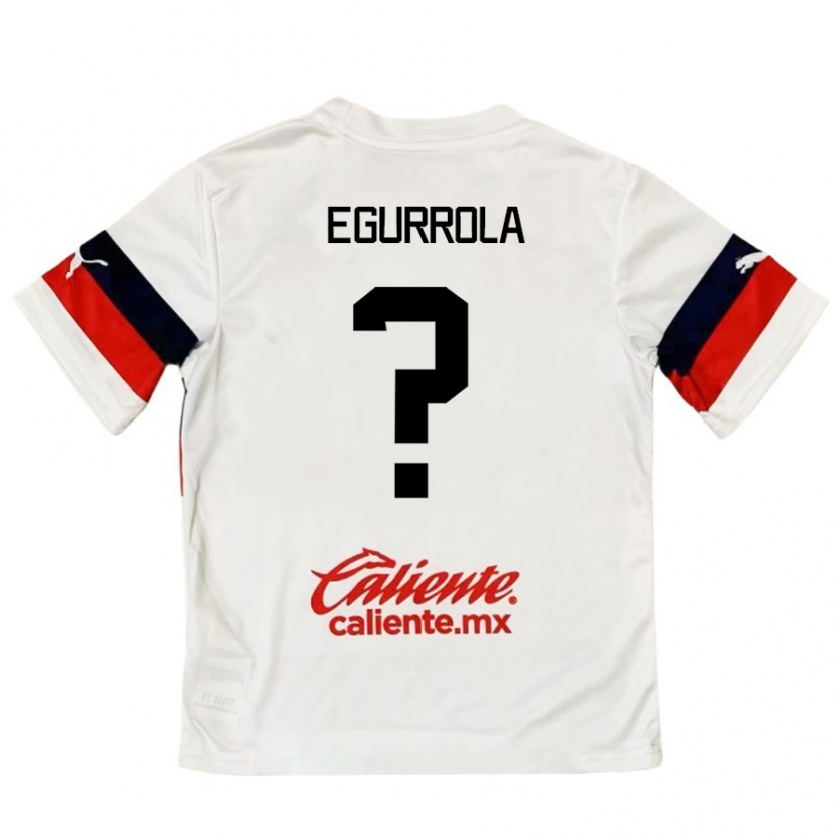 Kandiny Hombre Camiseta Luis Egurrola #0 Blanco Rojo 2ª Equipación 2024/25 La Camisa Chile