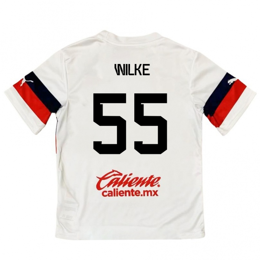 Kandiny Hombre Camiseta Teun Wilke #55 Blanco Rojo 2ª Equipación 2024/25 La Camisa Chile