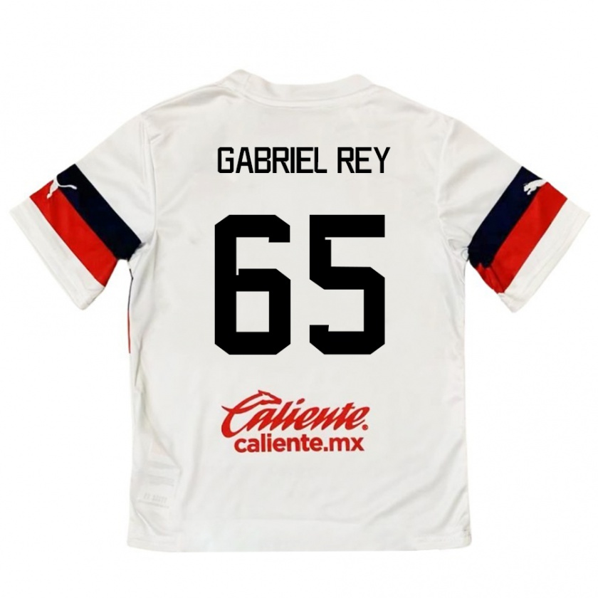 Kandiny Hombre Camiseta Luis Gabriel Rey #65 Blanco Rojo 2ª Equipación 2024/25 La Camisa Chile