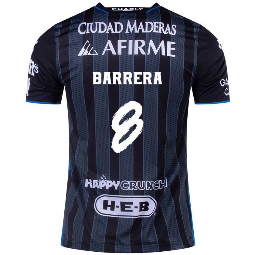 Kandiny Hombre Camiseta Pablo Barrera #8 Blanco Negro 2ª Equipación 2024/25 La Camisa Chile