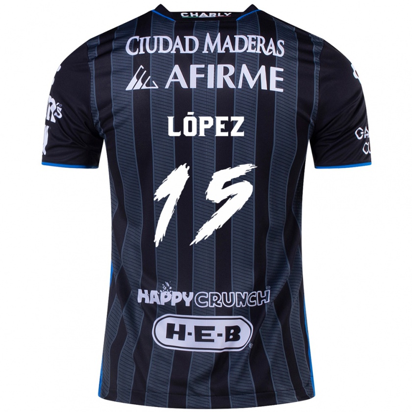 Kandiny Hombre Camiseta Víctor López #15 Blanco Negro 2ª Equipación 2024/25 La Camisa Chile