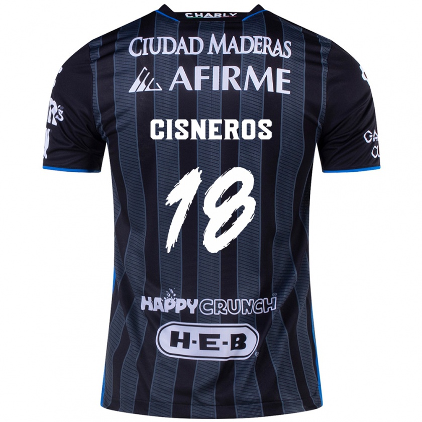 Kandiny Hombre Camiseta Ronaldo Cisneros #18 Blanco Negro 2ª Equipación 2024/25 La Camisa Chile