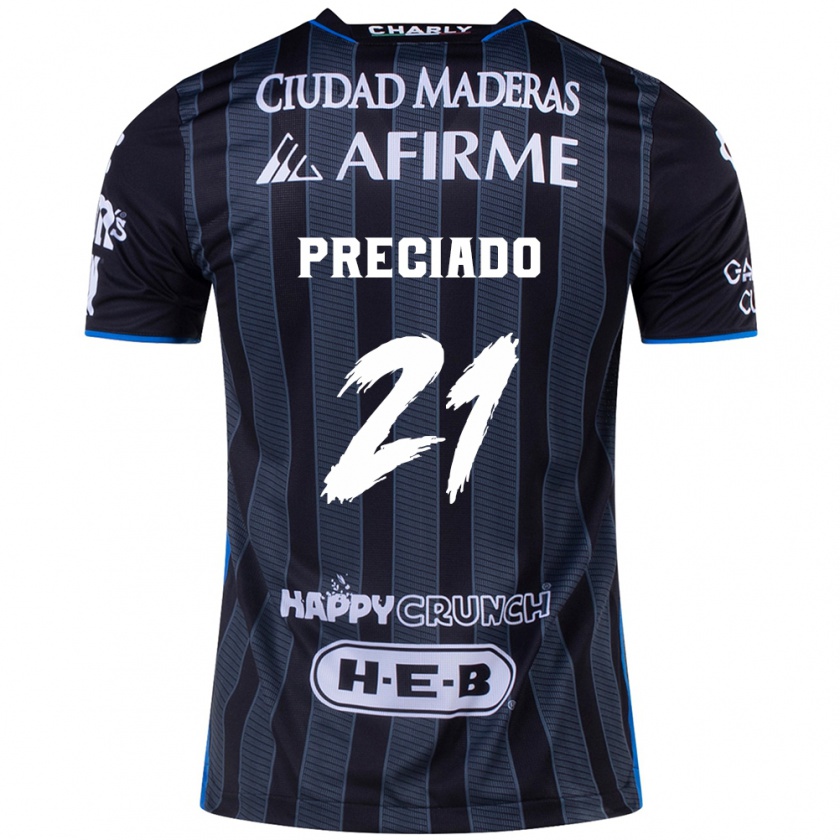 Kandiny Hombre Camiseta Ayrton Preciado #21 Blanco Negro 2ª Equipación 2024/25 La Camisa Chile