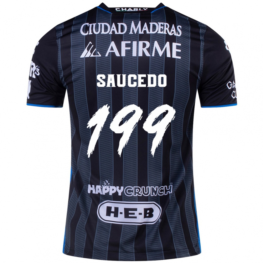 Kandiny Hombre Camiseta Christian Saucedo #199 Blanco Negro 2ª Equipación 2024/25 La Camisa Chile