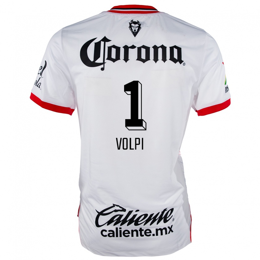 Kandiny Hombre Camiseta Tiago Volpi #1 Blanco Rojo 2ª Equipación 2024/25 La Camisa Chile