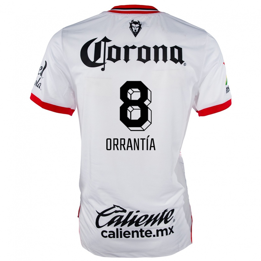 Kandiny Hombre Camiseta Carlos Orrantía #8 Blanco Rojo 2ª Equipación 2024/25 La Camisa Chile