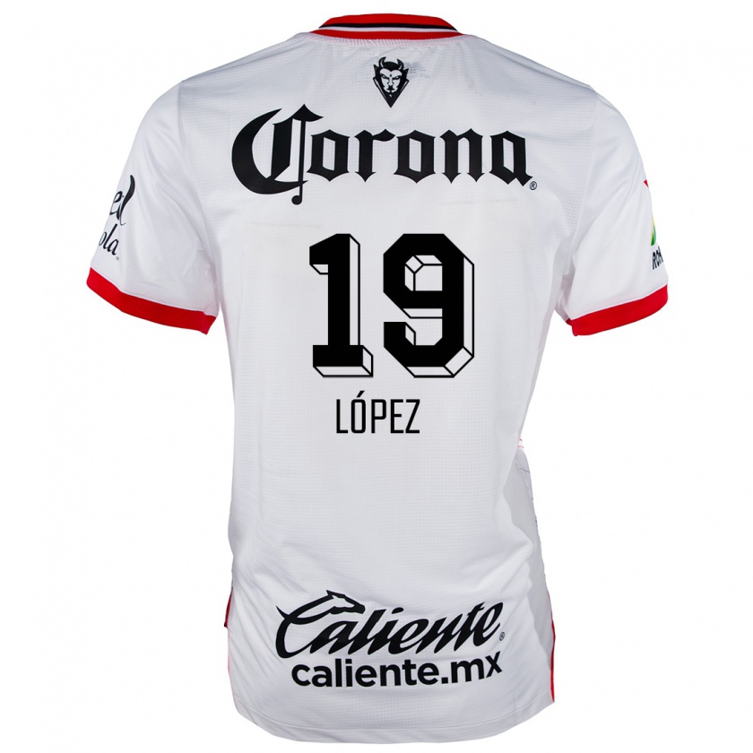 Kandiny Hombre Camiseta Iván López #19 Blanco Rojo 2ª Equipación 2024/25 La Camisa Chile