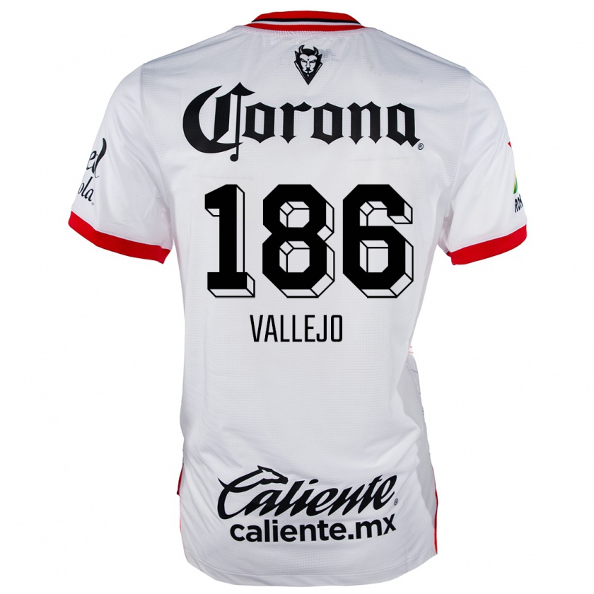 Kandiny Hombre Camiseta Saúl Vallejo #186 Blanco Rojo 2ª Equipación 2024/25 La Camisa Chile