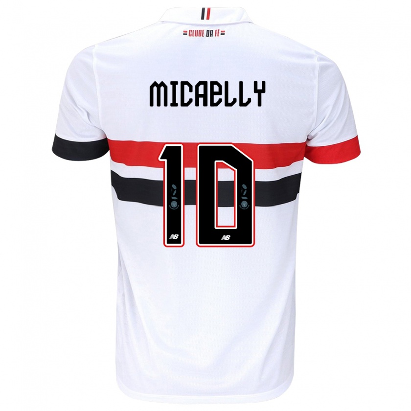 Kandiny Mujer Camiseta Micaelly #10 Blanco Rojo Negro 1ª Equipación 2024/25 La Camisa Chile