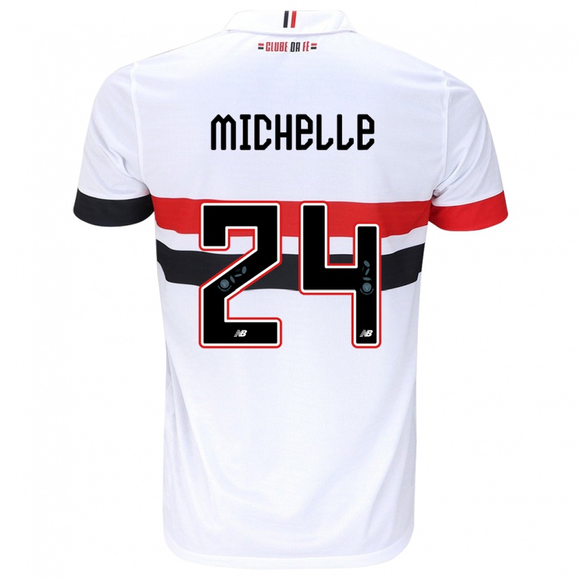 Kandiny Mujer Camiseta Michelle #24 Blanco Rojo Negro 1ª Equipación 2024/25 La Camisa Chile