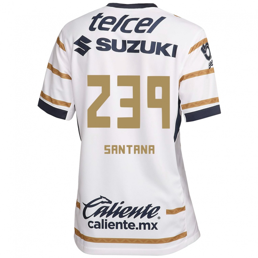 Kandiny Mujer Camiseta Guillermo Santana #239 Obsidiana Blanca 1ª Equipación 2024/25 La Camisa Chile