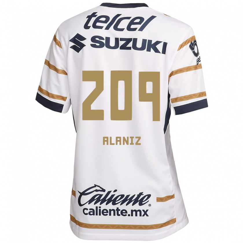 Kandiny Mujer Camiseta Jorge Alaniz #209 Obsidiana Blanca 1ª Equipación 2024/25 La Camisa Chile