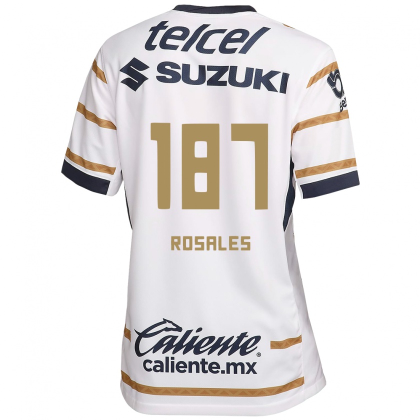 Kandiny Mujer Camiseta Alonso Rosales #187 Obsidiana Blanca 1ª Equipación 2024/25 La Camisa Chile