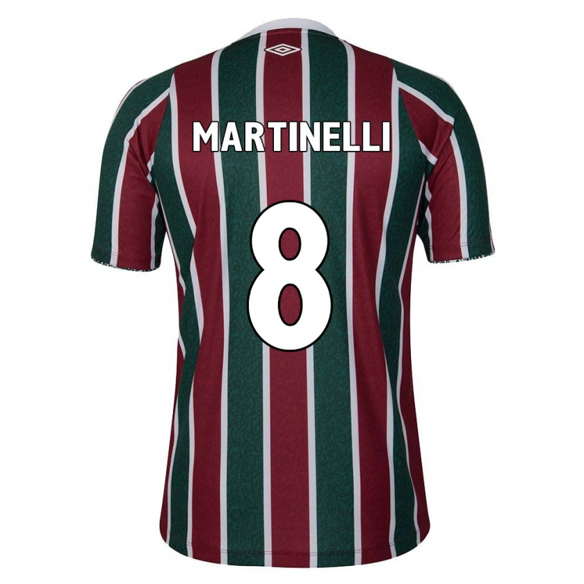 Kandiny Mujer Camiseta Martinelli #8 Verde Granate Blanco 1ª Equipación 2024/25 La Camisa Chile