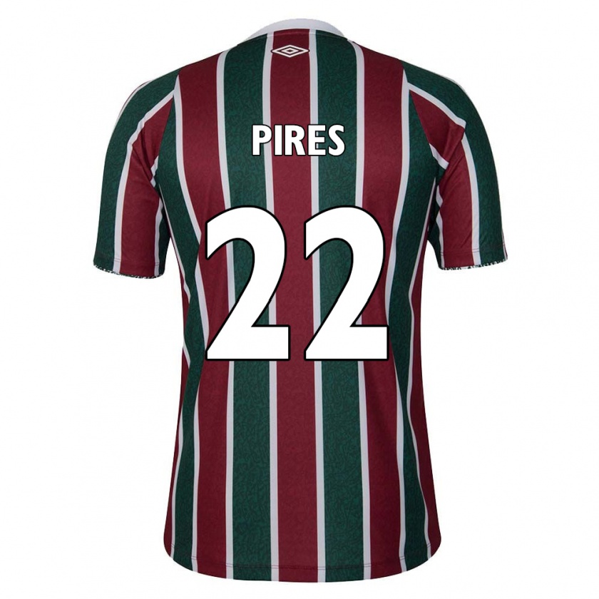 Kandiny Mujer Camiseta Gabriel Pires #22 Verde Granate Blanco 1ª Equipación 2024/25 La Camisa Chile