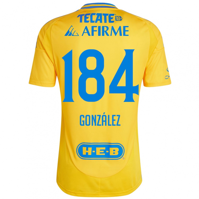 Kandiny Mujer Camiseta Erick González #184 Oro Amarillo 1ª Equipación 2024/25 La Camisa Chile